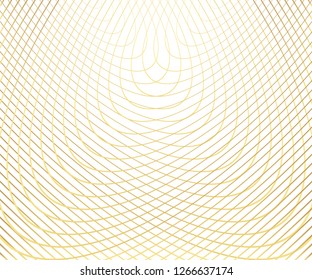 Gold luxurious circle pattern with golden wave lines over. Abstract background, vector illustration