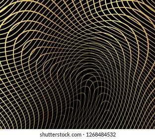 Gold luxurious circle pattern with golden wave lines over. Abstract background, vector illustration
