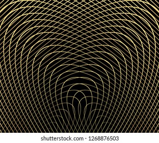 Gold luxurious circle pattern with golden wave lines over. Abstract background, vector illustration