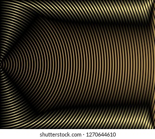 Gold luxurious circle pattern with golden wave lines over. Abstract background, vector illustration