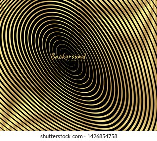 Gold luxurious circle pattern with golden wave lines over. Abstract background, vector illustration