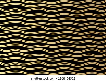 Gold luxurious line pattern with hand drawn lines. Golden wavy striped, Abstract background, vector illustration