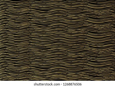 Gold luxurious line pattern with hand drawn lines. Golden wavy striped, Abstract background, vector illustration