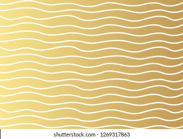 Gold luxurious line pattern with hand drawn lines. Golden wavy striped, Abstract background, vector illustration