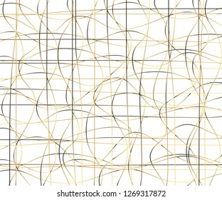 Gold luxurious line pattern with hand drawn lines. Golden wavy striped, Abstract background, vector illustration