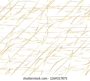 Gold luxurious line pattern with hand drawn lines. Golden wavy striped, Abstract background, vector illustration