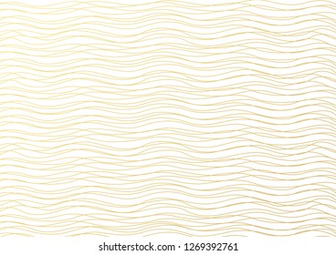 Gold luxurious line pattern with hand drawn lines. Golden wavy striped, Abstract background, vector illustration