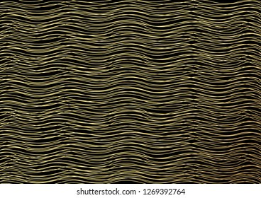 Gold luxurious line pattern with hand drawn lines. Golden wavy striped, Abstract background, vector illustration
