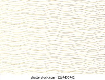 Gold luxurious line pattern with hand drawn lines. Golden wavy striped, Abstract background, vector illustration