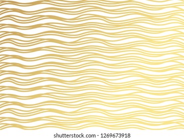 Gold luxurious line pattern with hand drawn lines. Golden wavy striped, Abstract background, vector illustration
