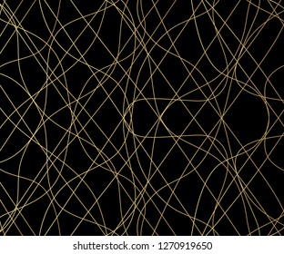 Gold luxurious line pattern with hand drawn lines. Golden wavy striped, Abstract background, vector illustration