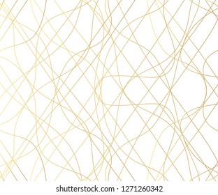 Gold luxurious line pattern with hand drawn lines. Golden wavy striped, Abstract background, vector illustration