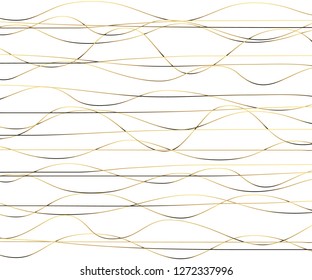 Gold luxurious line pattern with hand drawn lines. Golden wavy striped, Abstract background, vector illustration