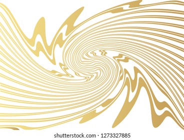 Gold luxurious line pattern with hand drawn lines. Golden wavy striped, Abstract background, vector illustration