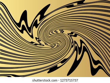 Gold luxurious line pattern with hand drawn lines. Golden wavy striped, Abstract background, vector illustration