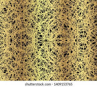 Gold luxurious line pattern with hand drawn lines. Golden wavy striped, Abstract background. - vector illustration