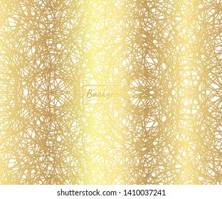 Gold luxurious line pattern with hand drawn lines. Golden wavy striped, Abstract background. - vector illustration