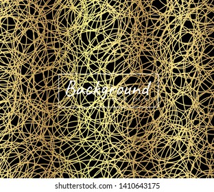 Gold luxurious line pattern with hand drawn lines. Golden wavy striped, Abstract background. - vector illustration