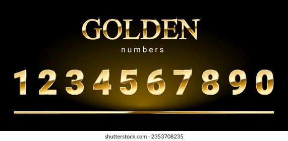 Gold luxurious vector numbers from 1 to 0, rich numbers set, decorative vector gradient graphics.