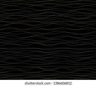 Gold luxurious wave simple seamless wavy line, smooth pattern, web design, greeting card, textile, Technology background, Eps 10 vector illustration