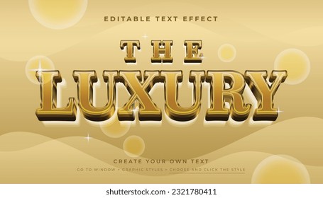 Gold Luxury 3D efecto de texto editable, adecuado para promoción, producto, titular