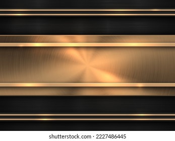 Gold luxury abstract technology background with circular and straight brushed metal texture for design concepts, wallpapers, web and prints. Vector illustration