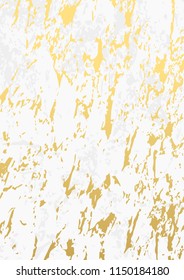 Gold luxury abstract vector card background with marble texture. Cover with golden geometric shapes. White, grey, golden marble ornament. Premium design template.