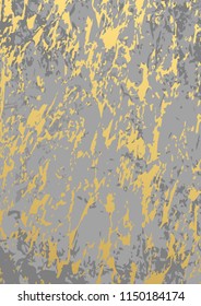 Gold luxury abstract vector grey card background with marble texture. Cover with golden geometric shapes. White, grey marble ornament. Premium design template.