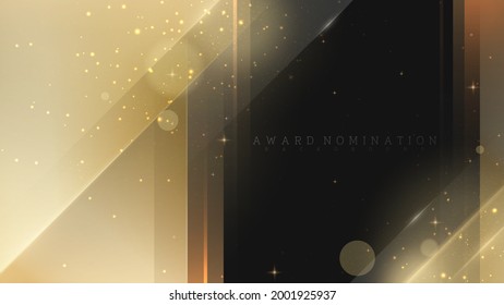 Gold luxury background, Award nomination scene concept design, Bokeh with light line. Vector illustration.