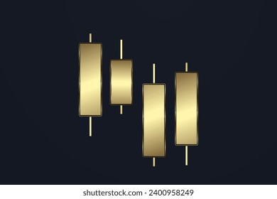 Gold, Luxury bar charts with up trend arrow on the top used for Business candle stick graph chart of investment trading on dark background