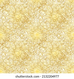 Gold luxury circles lines seamless pattern on the white background. Vector illustration.