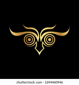 gold luxury cursive owl logo template