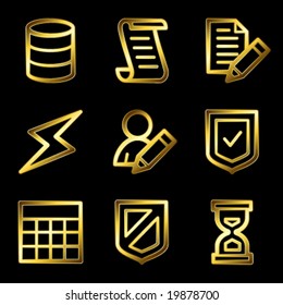 Iconos web de bases de datos de lujo de oro V2