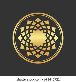 Gold luxury decoration. Round gold ornament. 
