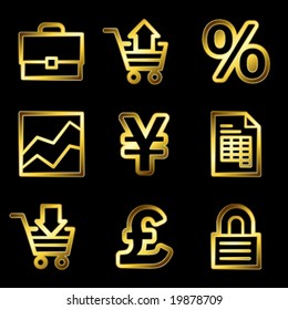 Gold luxury e-business web icons V2
