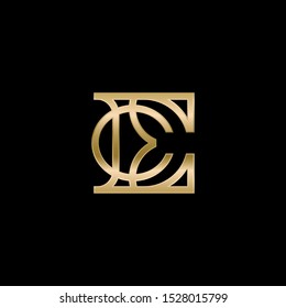 Gold luxury EC logo. Vector