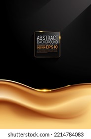 gold luxury fabric on black background abstract curve lines overlap shadow gradients space composition, banner template design, illustration poster vertical.