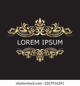 Gold luxury floral vintage monogram decorative logo template