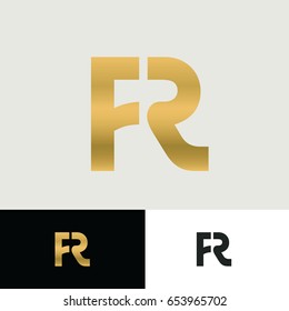 Gold luxury FR initial logo