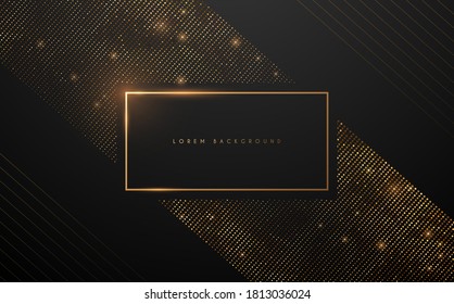 Gold Luxury Frame With Dots On Black Background