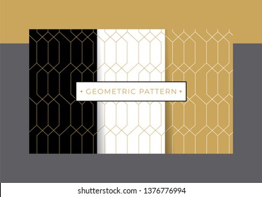 Gold luxury geometric pattern collection set. Vector eps10 editable.