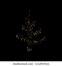 Gold, luxury glitter Stars, sprocket, shiny confetti. Scattered little sparkle, flash silver, elements. Christmas tree, stellar fall on black background. New Year, Christmas Vector illustration