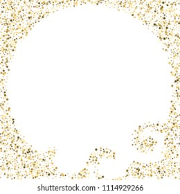 Gold, luxury glitter Stars, sprocket, shiny confetti. Scattered little sparkle, flash silver, elements. Random stellar fall on white background. New Year, Christmas Vector illustration.