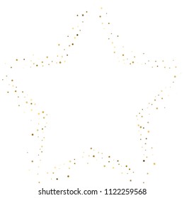 Gold, luxury glitter Stars, sprocket, shiny confetti. Scattered little sparkle, flash silver, elements. Random stellar fall on white background. New Year, Christmas Vector illustration.