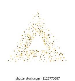 Gold, luxury glitter Stars, sprocket, shiny confetti. Scattered little sparkle, flash silver, elements. Random stellar fall on white background. New Year, Christmas Vector illustration.