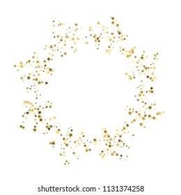 Gold, luxury glitter Stars, sprocket, shiny confetti. Scattered little sparkle, flash silver, elements. Christmas tree, stellar fall on white background. New Year, Christmas Vector illustration.