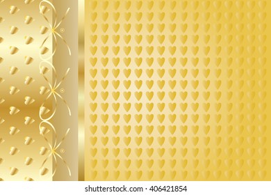 Gold Luxury heart pattern. Invitation background. Vector Illustration. For Art, Print, Fashion, Web design.