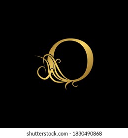 Gold luxury Initial  O letter logo icon concep monogram nature ornate vector design