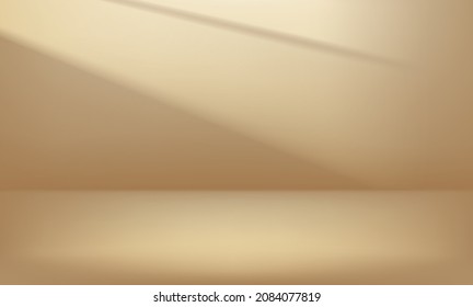 Gold luxury interior with sun flare. Realistic 3d style vector illustration 