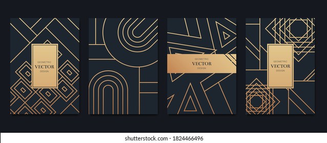 Gold and Luxury Invitation card design vector. Abstract geometry frame and Art deco pattern background. Use for wedding invitation, cover, VIP card, print, poster and wallpaper. Vector illustration.